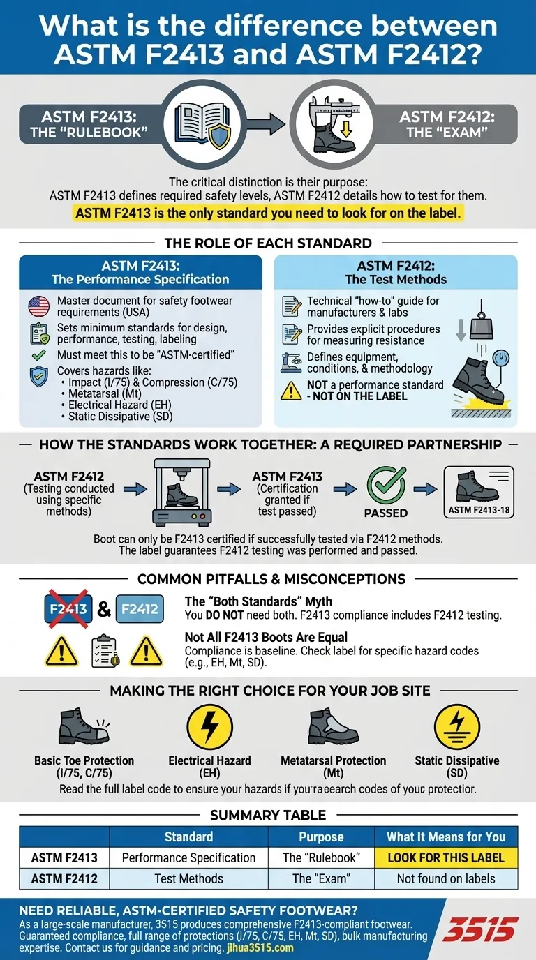 Какова разница между ASTM F2413 и ASTM F2412? Руководство по стандартам защитной обуви Визуальное руководство