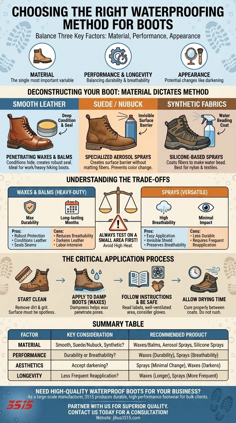 Quels facteurs faut-il prendre en compte lors du choix d'une méthode d'imperméabilisation pour les bottes ? Un guide complet Guide Visuel