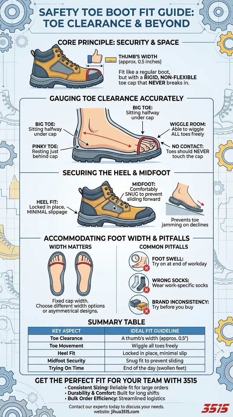 つま先のクリアランスに関して、安全つま先ブーツはどのようにフィットすべきですか？完璧な保護と快適さのためのガイド ビジュアルガイド