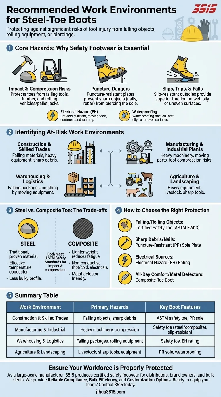 Dans quels environnements de travail les bottes à embout d'acier sont-elles recommandées ? Sécurité essentielle pour les industries à haut risque Guide Visuel