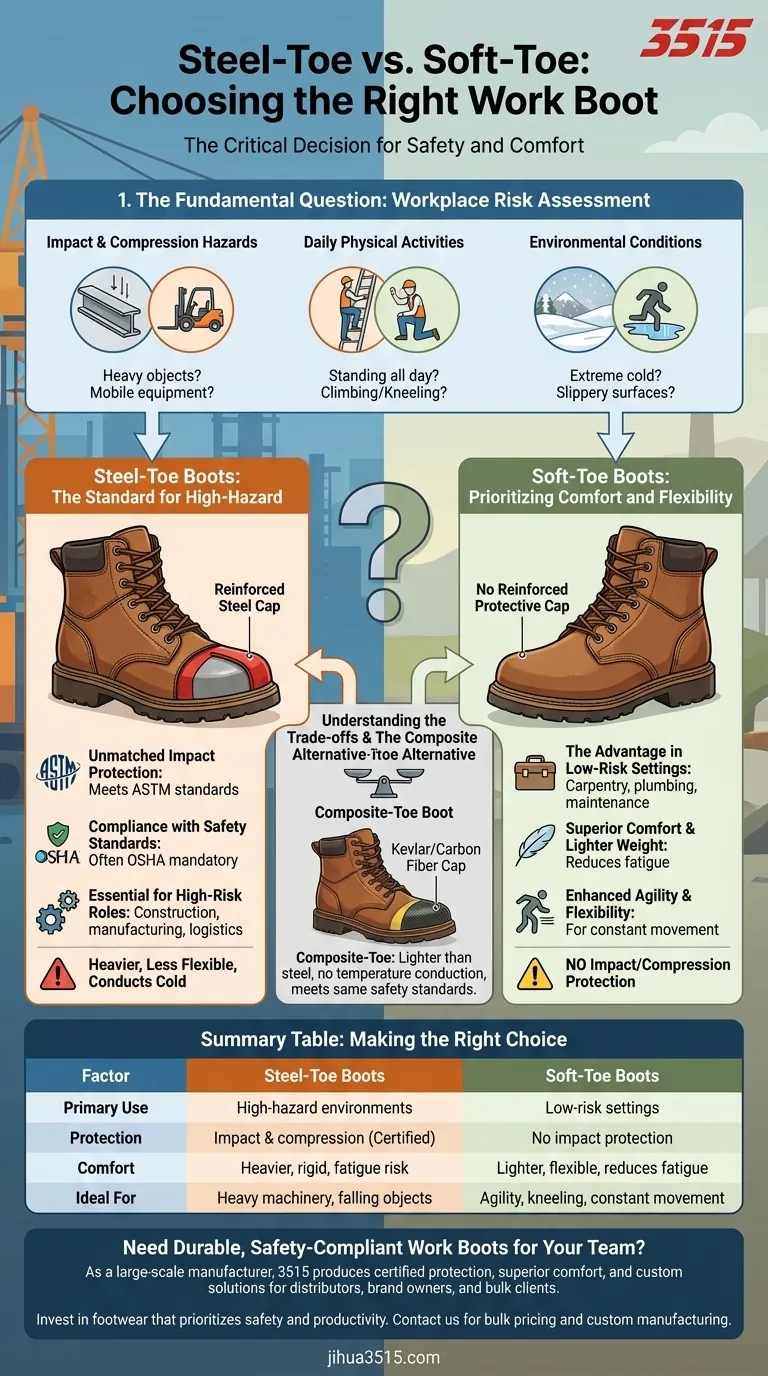 ¿Qué factores se deben considerar al elegir entre botas con punta de acero y botas con punta blanda? Garantice la seguridad y la comodidad Guía Visual