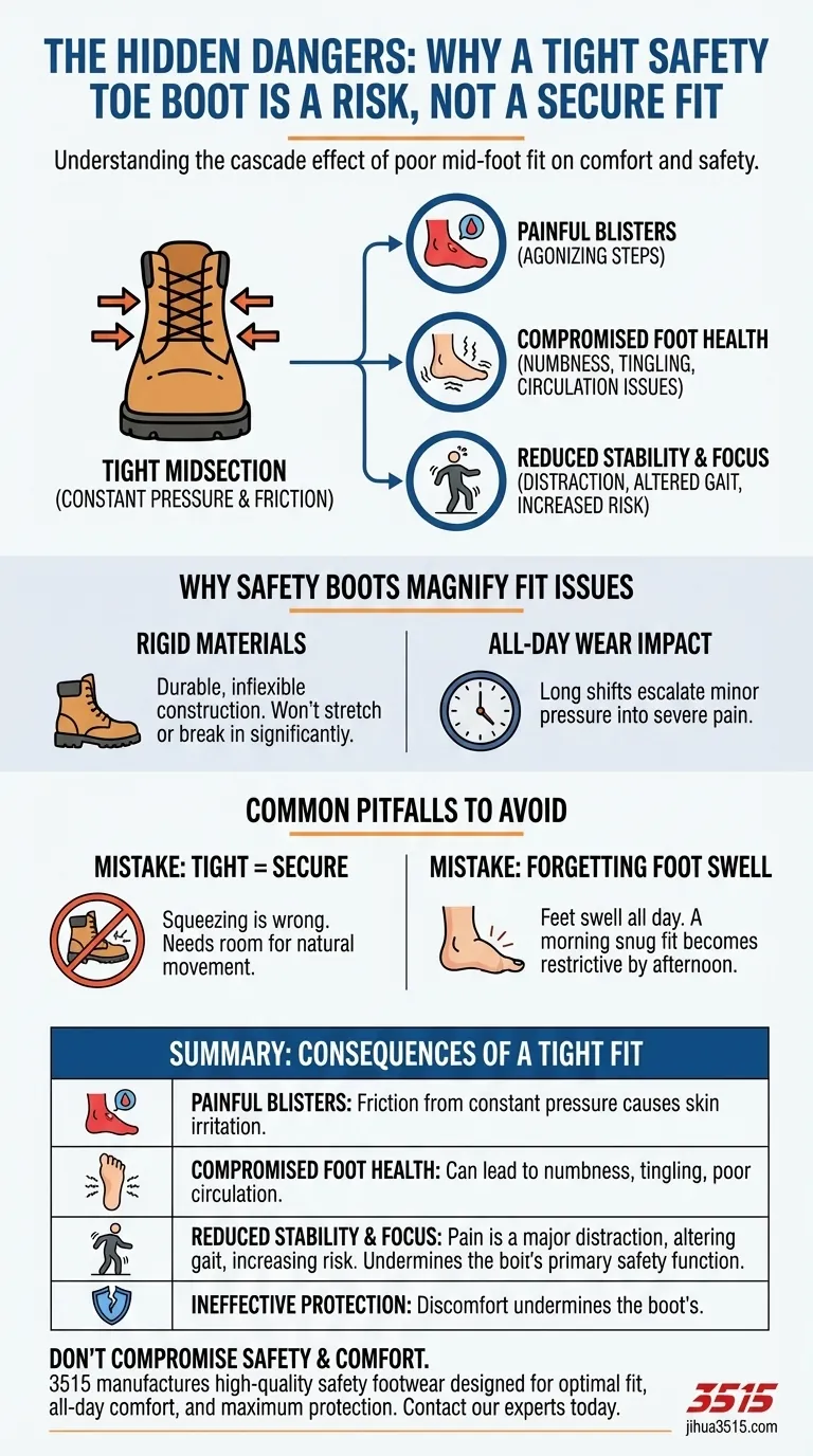 Какие проблемы могут возникнуть, если защитный ботинок слишком тесный? Избегайте боли и компромисса в безопасности Визуальное руководство