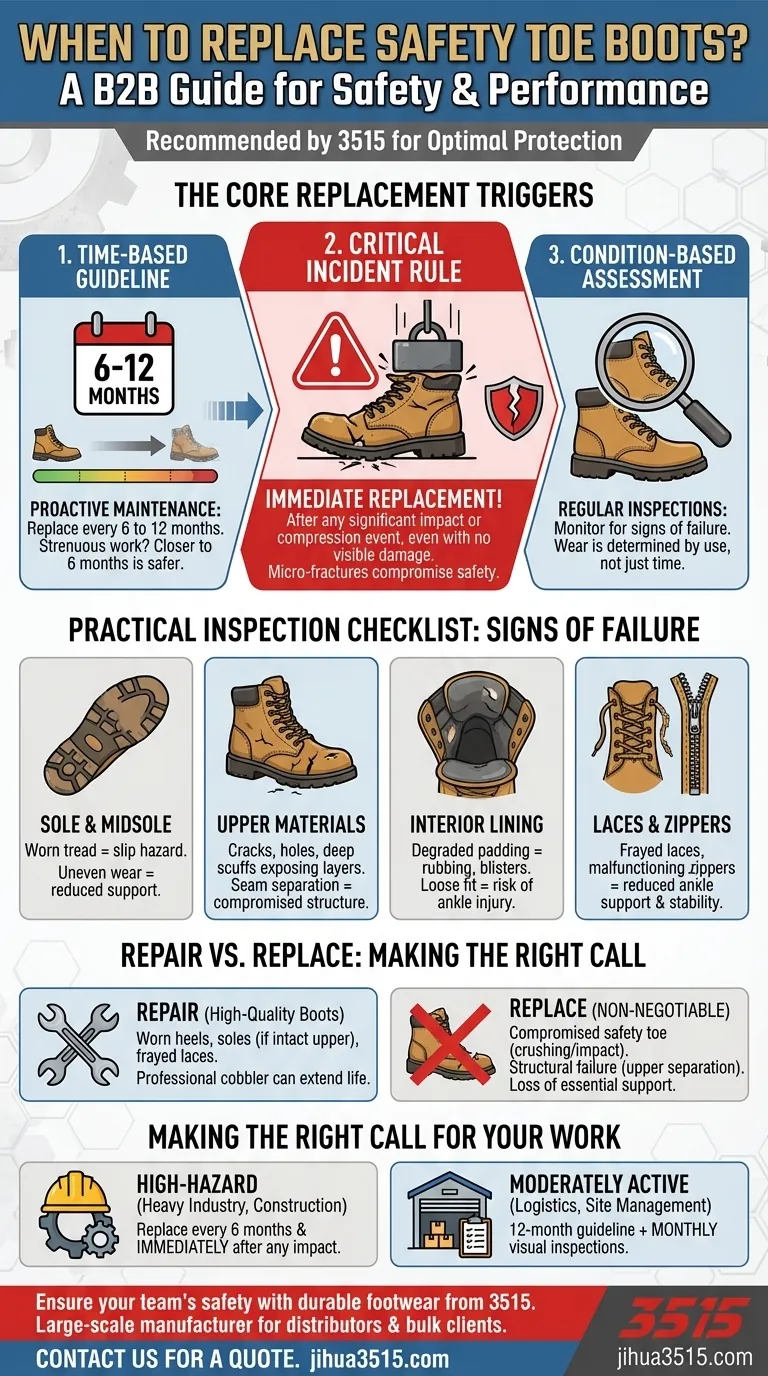 Как часто следует менять ботинки с защитным подноском? Руководство по сроку службы и критическим признакам Визуальное руководство