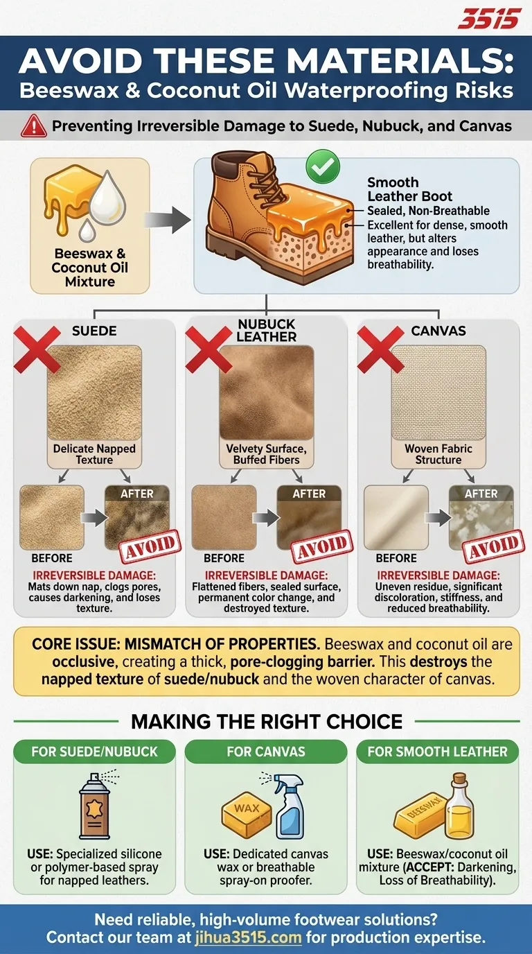 Quels matériaux faut-il éviter d'utiliser avec un imperméabilisant à base de cire d'abeille et d'huile de coco ? Protégez votre équipement des dommages permanents Guide Visuel