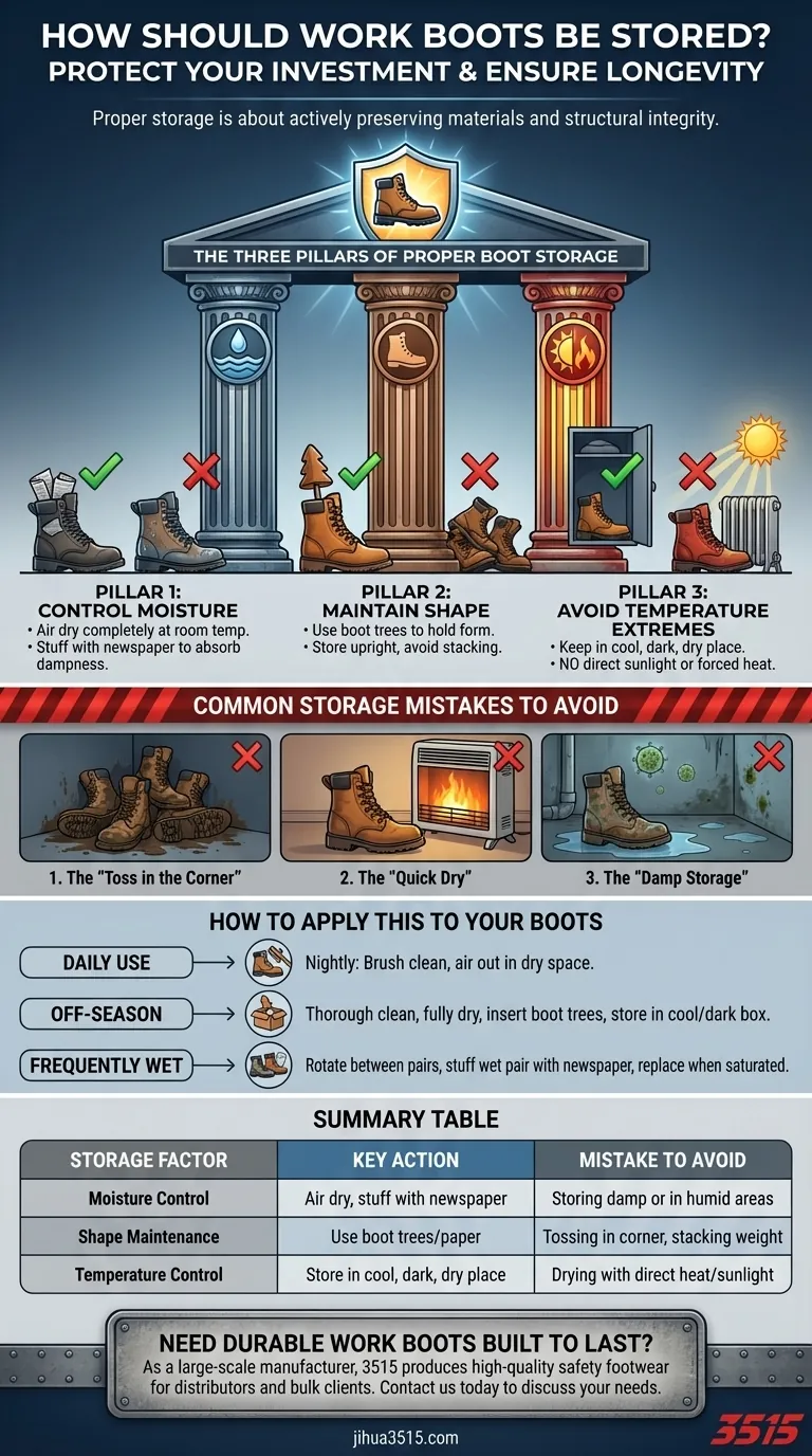 كيف يجب تخزين أحذية العمل؟ احمِ استثمارك بالتخزين السليم دليل مرئي