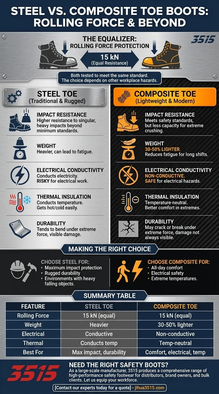 ما هي الاختلافات في حماية القوة الدوارة بين الأحذية المركبة والأحذية ذات المقدمة الفولاذية؟ اختر السلامة المناسبة لعملك دليل مرئي
