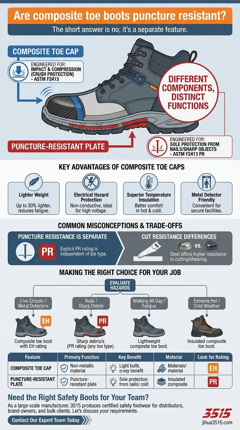 Les bottes à embout composite résistent-elles à la perforation ? Non, et voici pourquoi la protection des orteils et la sécurité de la semelle sont différentes. Guide Visuel