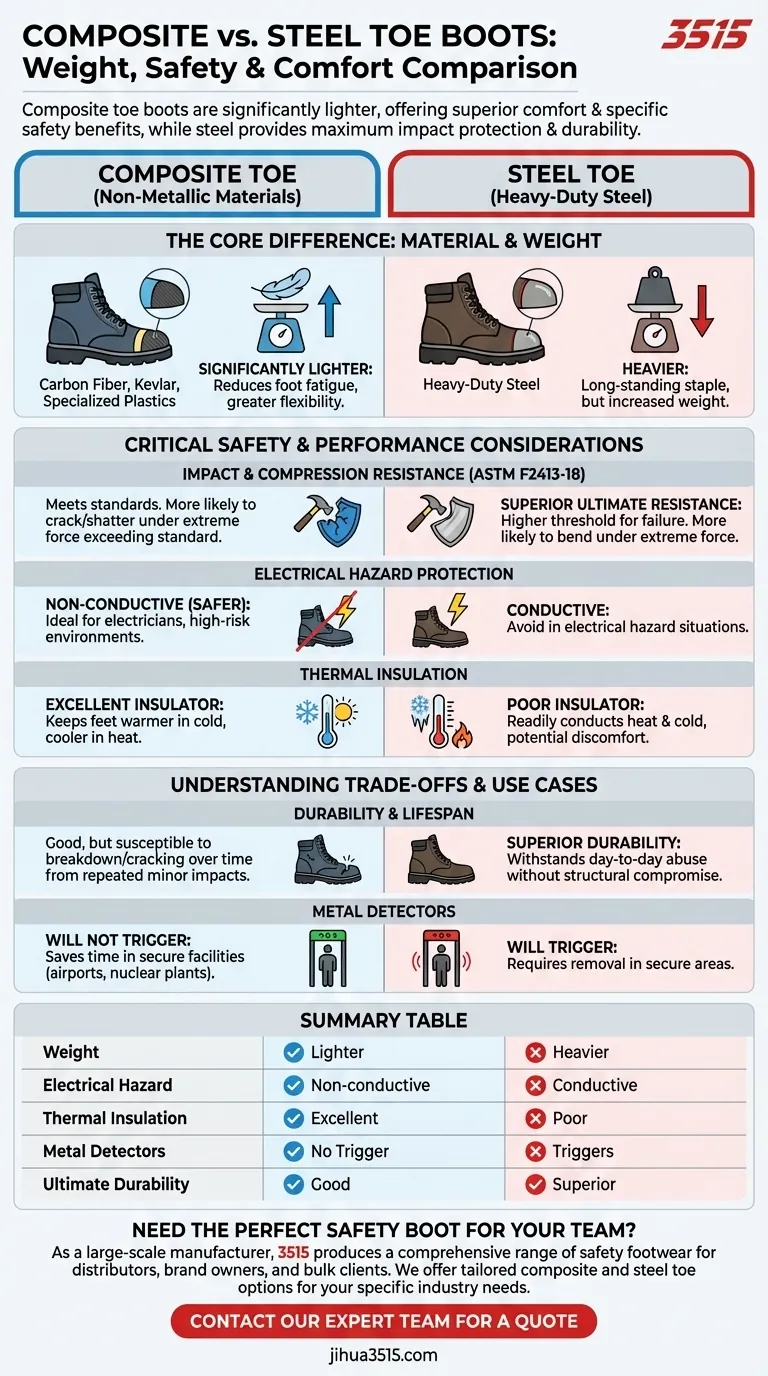 Comment le poids des bottes à embout composite se compare-t-il à celui des bottes à embout en acier ? Plus légères, plus sûres, plus confortables Guide Visuel
