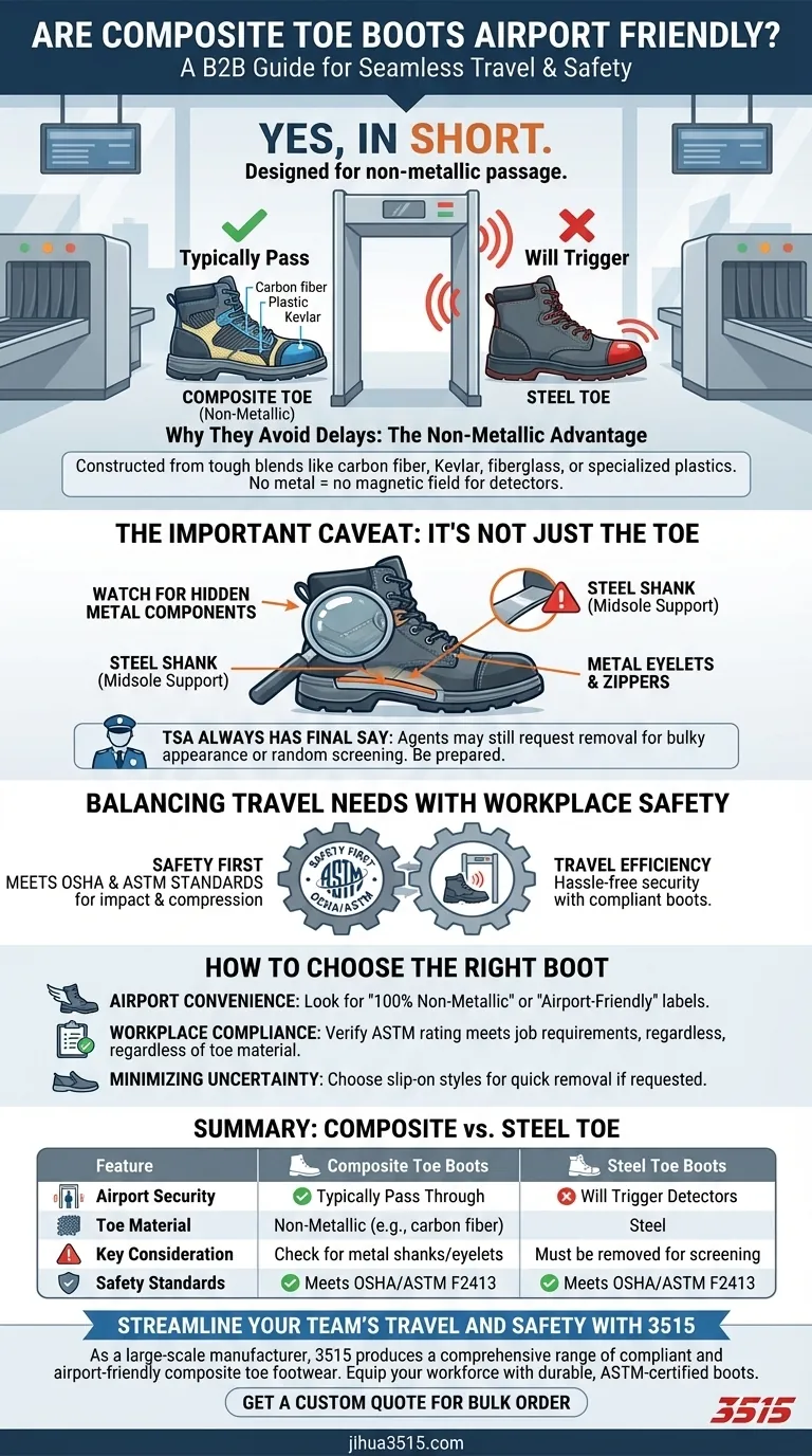 Les bottes à embout composite sont-elles acceptées à l'aéroport ? Oui, évitez les retards de sécurité avec des embouts non métalliques Guide Visuel