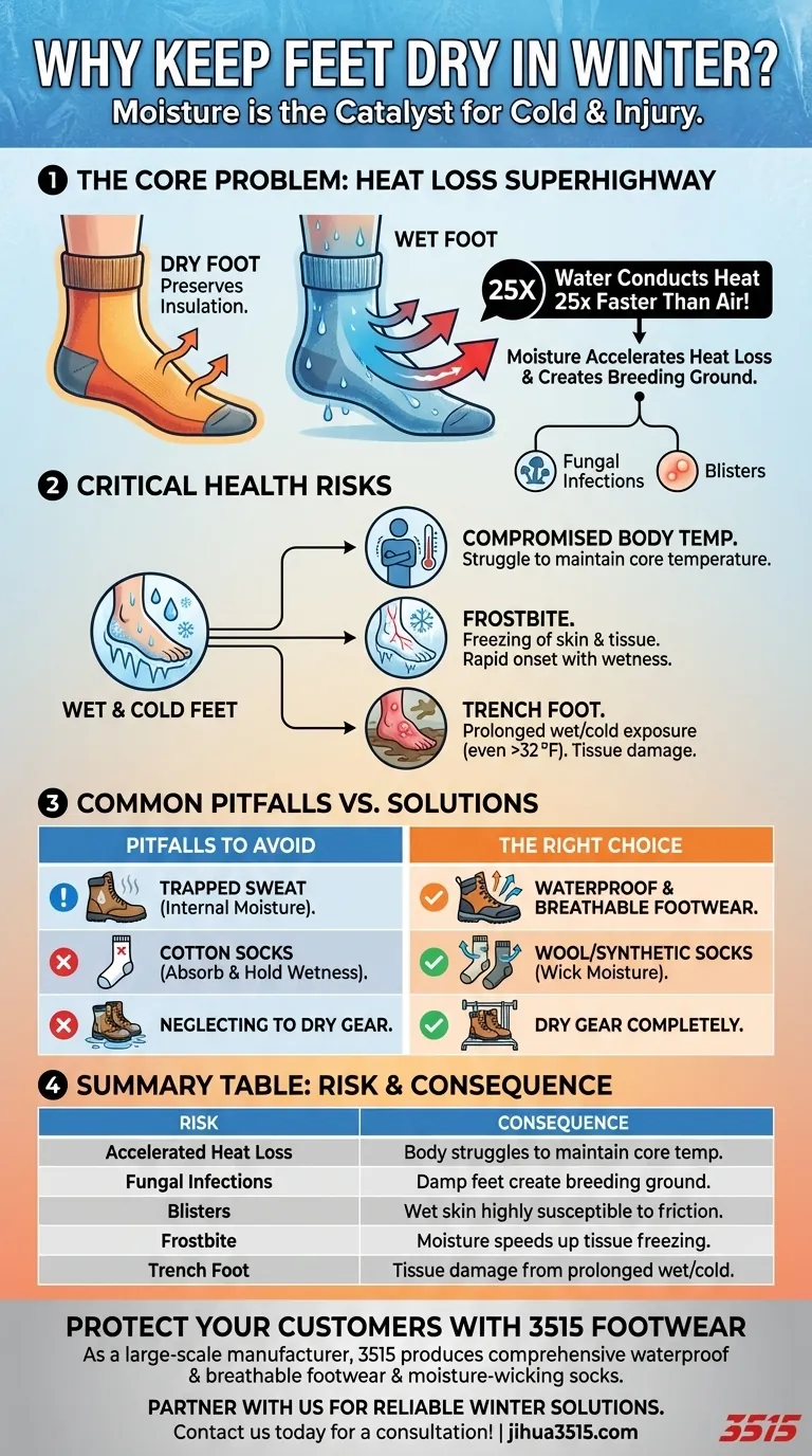 Почему важно держать ноги сухими зимой? Предотвращение обморожения и инфекций Визуальное руководство