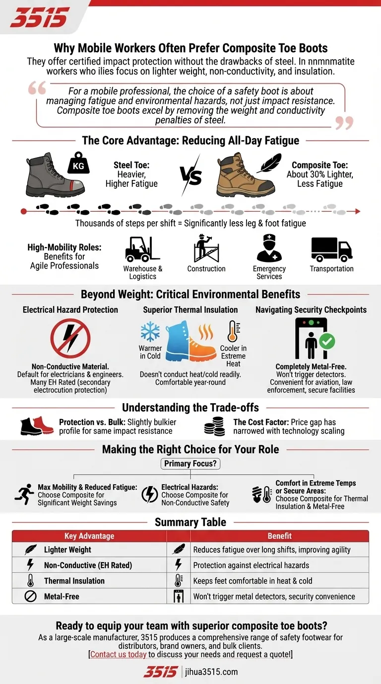 Pourquoi les travailleurs mobiles préfèrent-ils les bottes à embout composite ? Plus légères, plus sûres et plus confortables pour un port toute la journée Guide Visuel