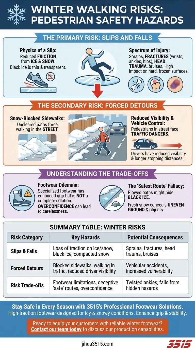 Quels sont les risques posés par le verglas et la neige pour les piétons ? Naviguez en toute confiance dans les dangers de l'hiver Guide Visuel