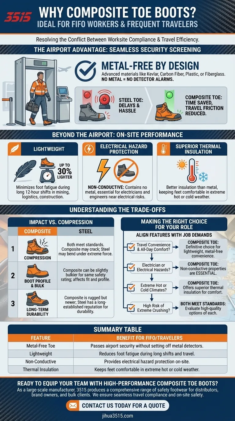 Pourquoi les bottes à embout composite conviennent-elles aux travailleurs FIFO et aux voyageurs fréquents ? Voyagez sans tracas et bénéficiez d'une sécurité supérieure Guide Visuel