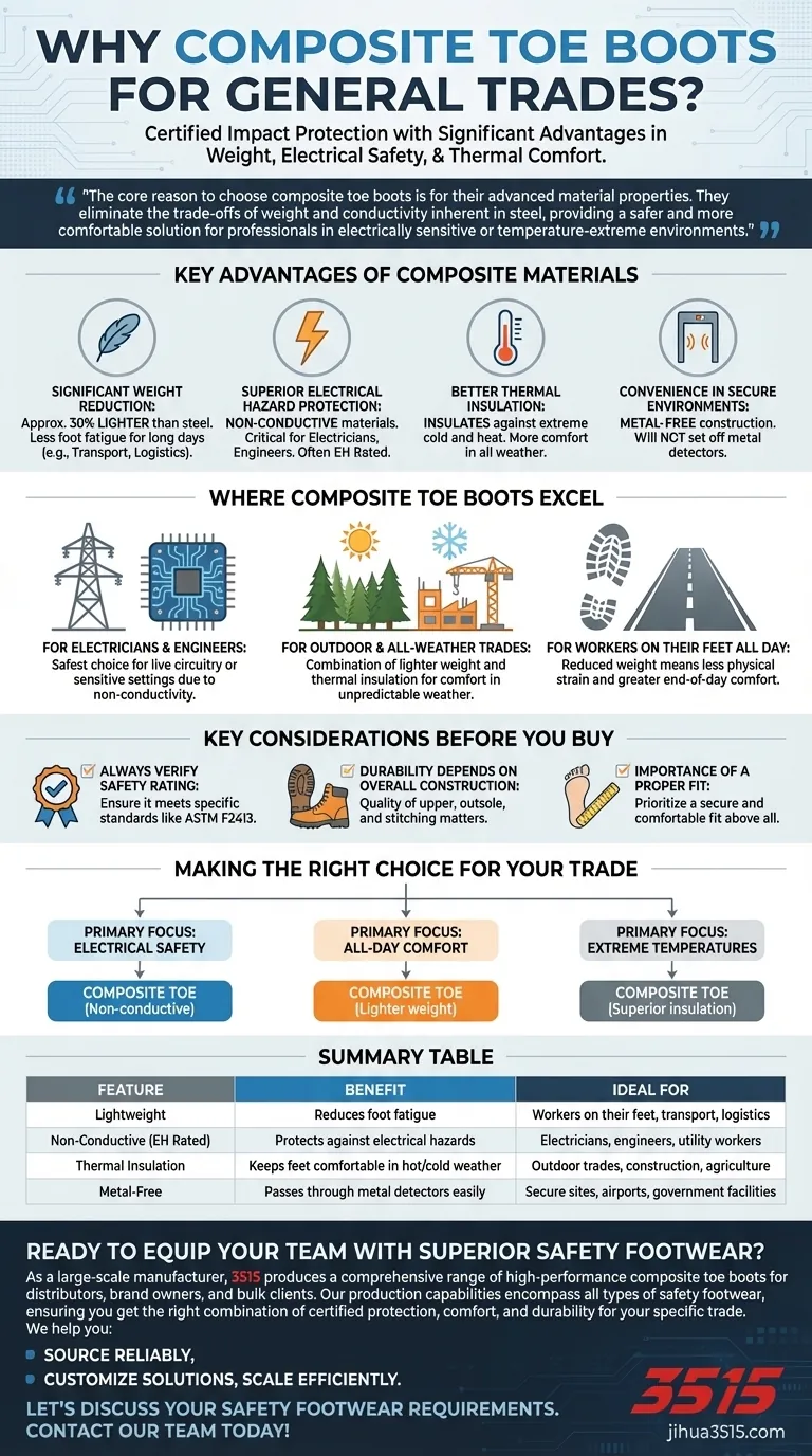 Pourquoi les bottes à embout composite sont-elles un bon choix pour les métiers généraux ? Sécurité et confort supérieurs pour le travail moderne Guide Visuel