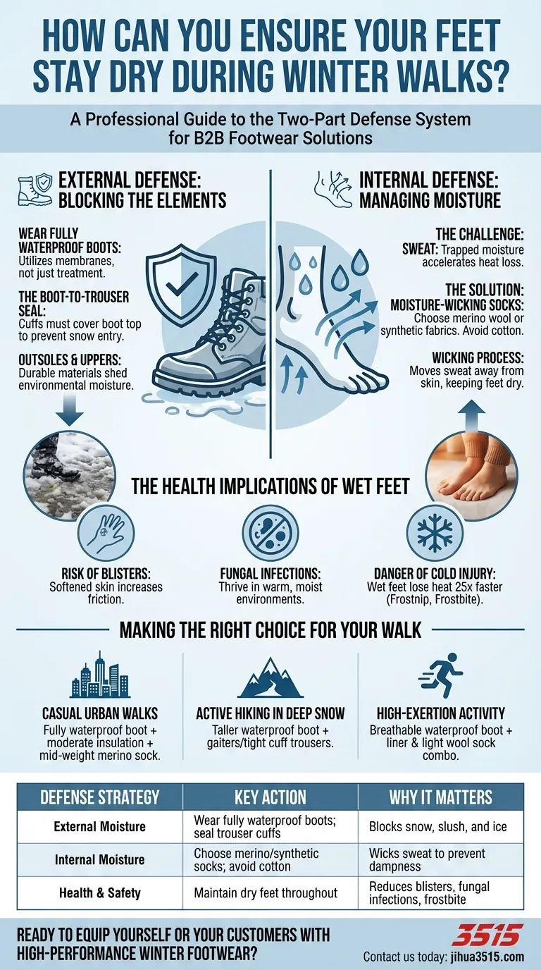 Comment garder vos pieds au sec lors des promenades hivernales ? Un système de défense en deux parties pour un confort total Guide Visuel