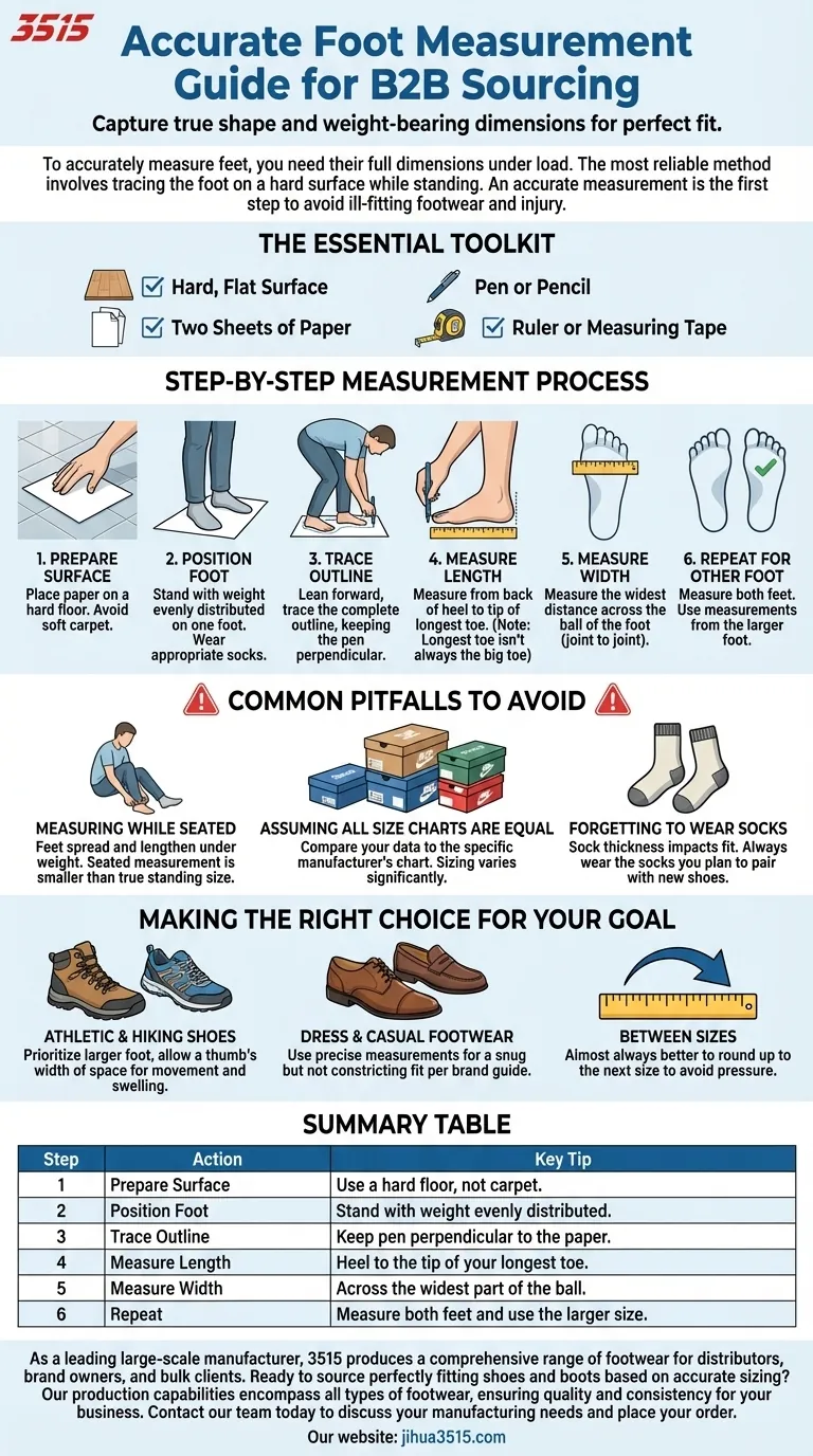 Quelles sont les étapes pour mesurer avec précision la longueur et la largeur des pieds ? Un guide pour des chaussures parfaitement ajustées Guide Visuel