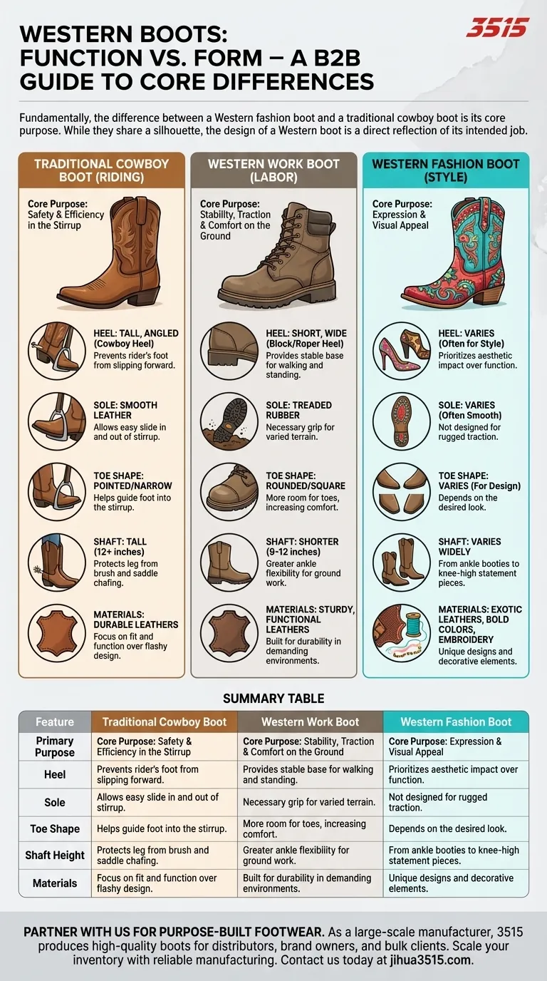 Comment les bottes de mode occidentales se distinguent-elles des bottes de cowboy traditionnelles ? Choisissez la bonne botte pour votre usage. Guide Visuel