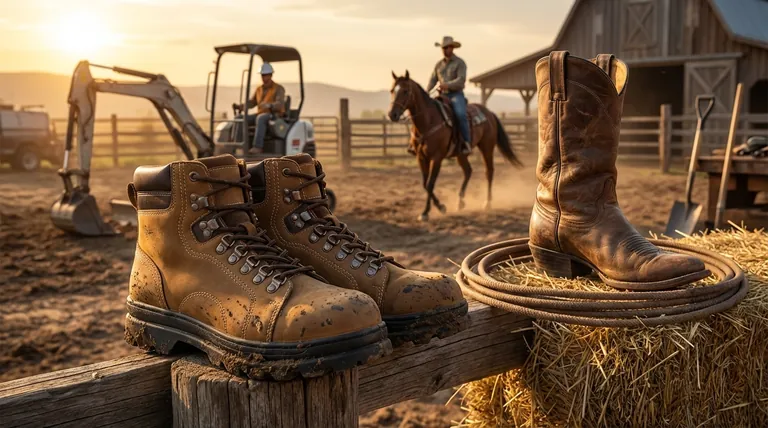 ワークブーツと他の種類のカウボーイブーツを区別する特徴は何ですか？安全性対ライディングパフォーマンスのガイド