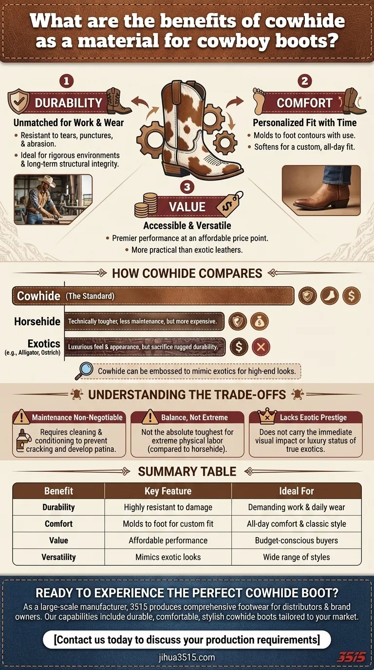 Quels sont les avantages du cuir de vache pour les bottes de cowboy ? Durabilité, confort et rapport qualité-prix inégalés Guide Visuel