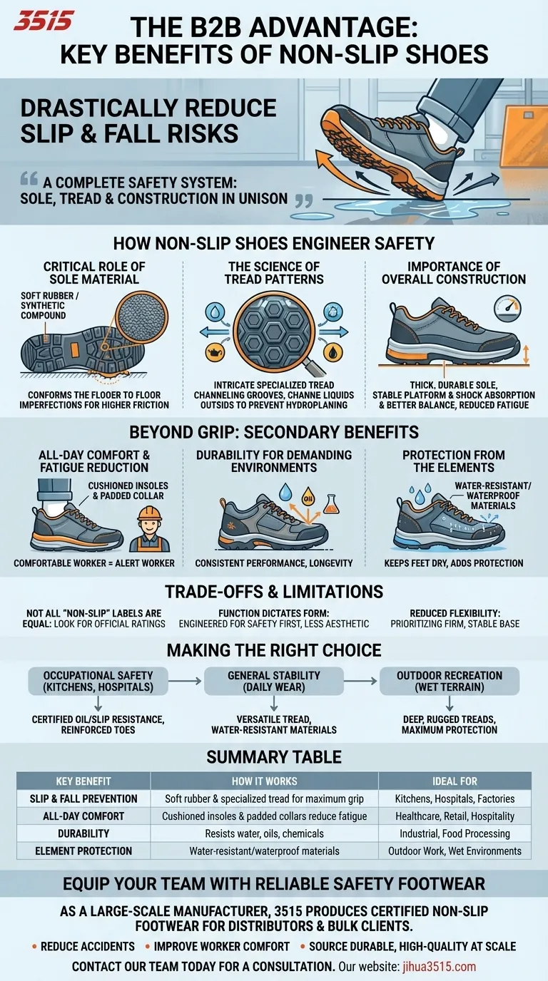 ¿Cuáles son los beneficios clave de los zapatos antideslizantes? Prevenga resbalones y caídas con una tracción superior Guía Visual