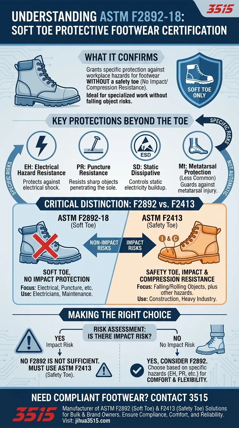 Que confirme la certification ASTM F2892-18 ? Un guide des chaussures de protection à bout souple Guide Visuel