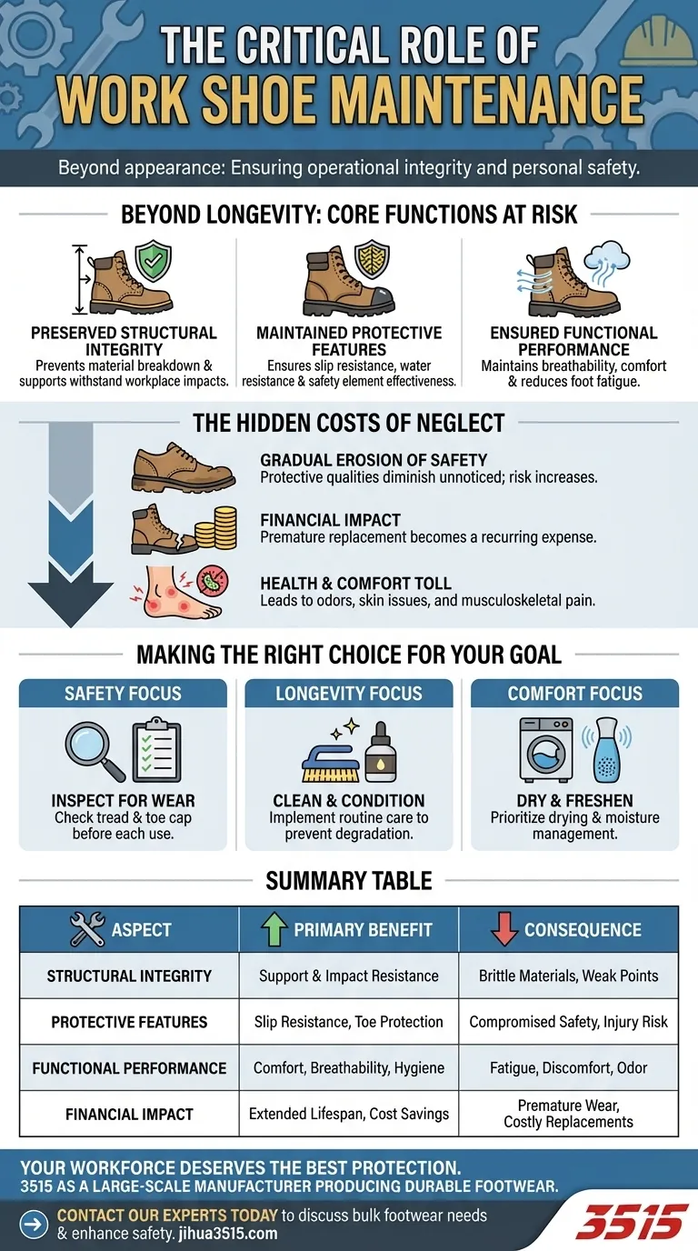 Pourquoi est-il important d'entretenir correctement ses chaussures de travail ? Protégez votre sécurité et votre investissement Guide Visuel