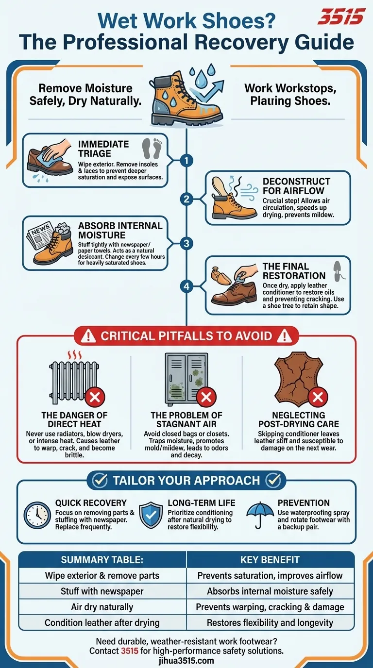 Que faire si les chaussures de travail sont mouillées par la pluie ? Un guide pour un séchage rapide et sûr Guide Visuel