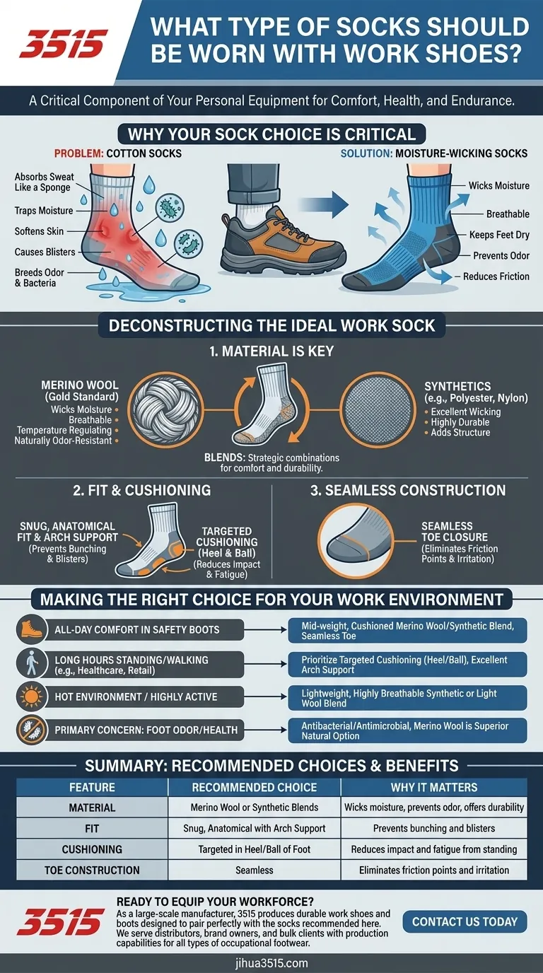 Che tipo di calzini indossare con le scarpe da lavoro? Scegli il calzino giusto per il comfort di tutto il giorno Guida Visiva