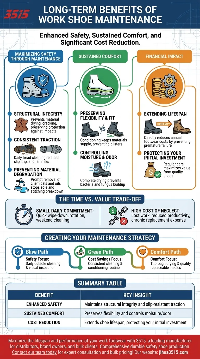 Quels sont les avantages à long terme du respect des conseils d'entretien des chaussures de travail ? Améliorer la sécurité et économiser de l'argent Guide Visuel