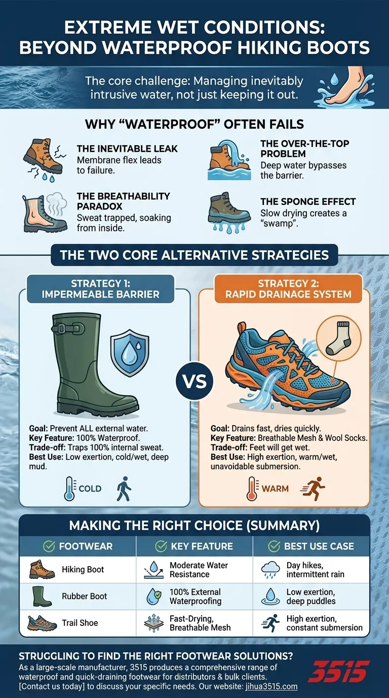 ¿Qué alternativas existen para condiciones de humedad extrema más allá de las botas de montaña impermeables? Descubra el mejor calzado para terrenos saturados Guía Visual