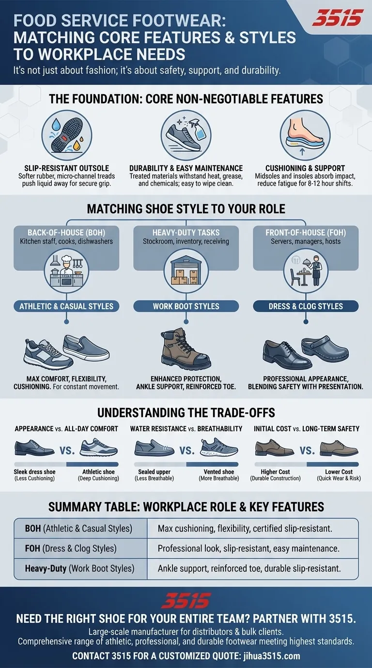 Quelles sont les variétés de chaussures de restauration disponibles pour différents besoins sur le lieu de travail ? Associez le style au rôle pour une sécurité et un confort ultimes Guide Visuel