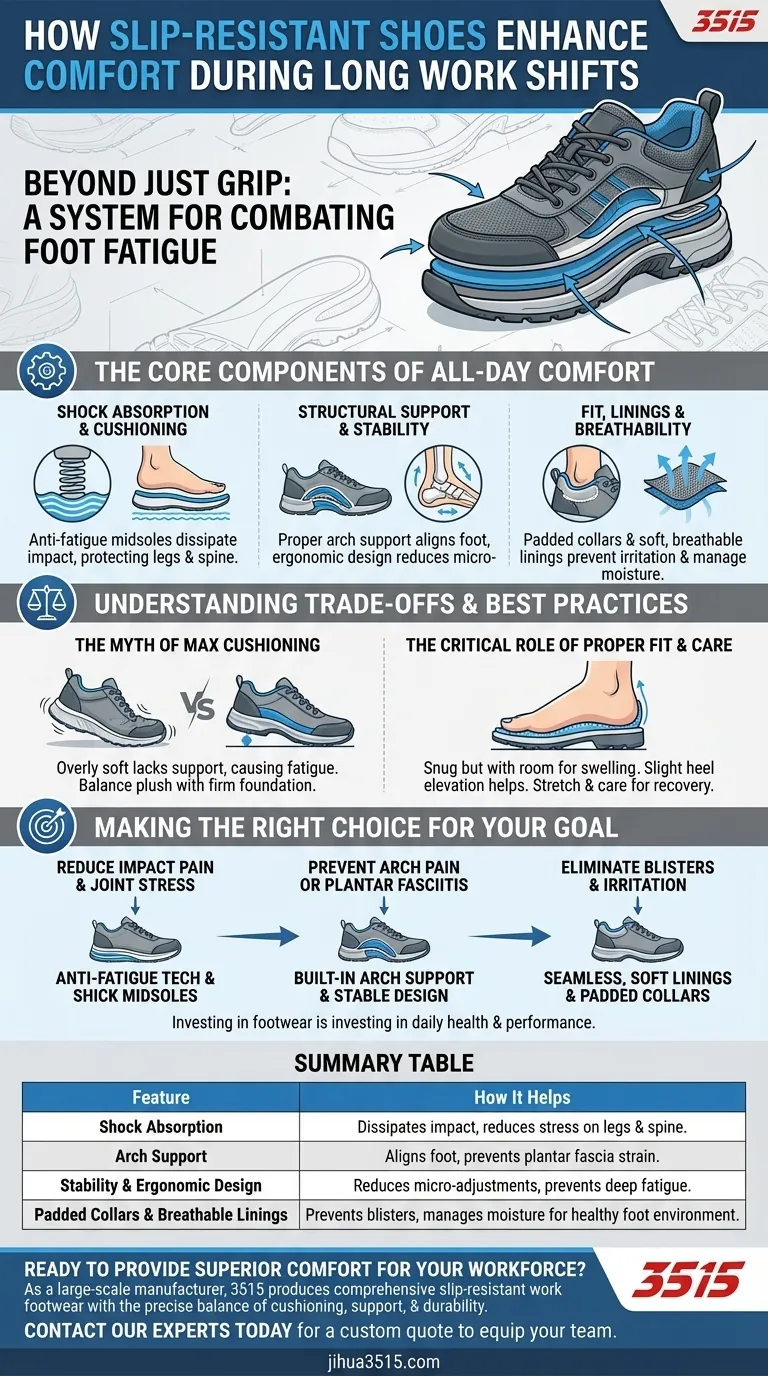 ¿Cómo mejoran el confort los zapatos antideslizantes durante los turnos de trabajo largos? La ciencia del soporte para pies durante todo el día Guía Visual