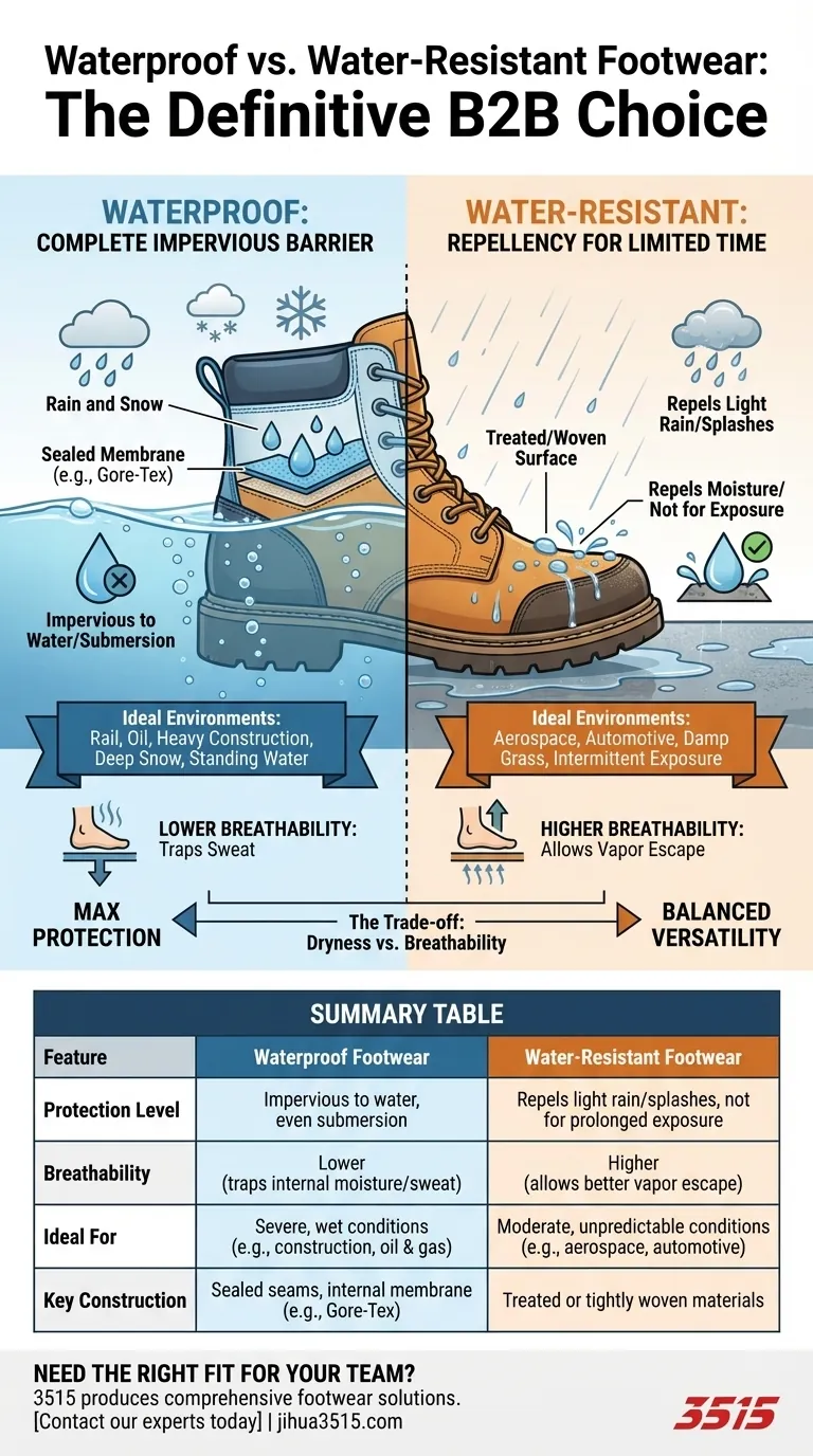Как выбрать между водостойкой и водонепроницаемой обувью? Сопоставьте защиту с вашей средой Визуальное руководство