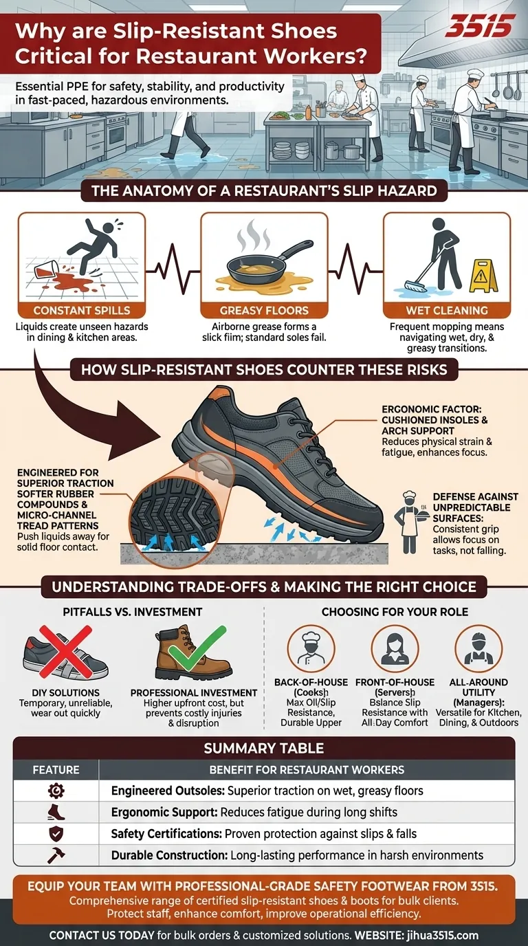 Почему нескользящая обувь важна для работников ресторана? Обеспечьте безопасность и повысьте производительность Визуальное руководство