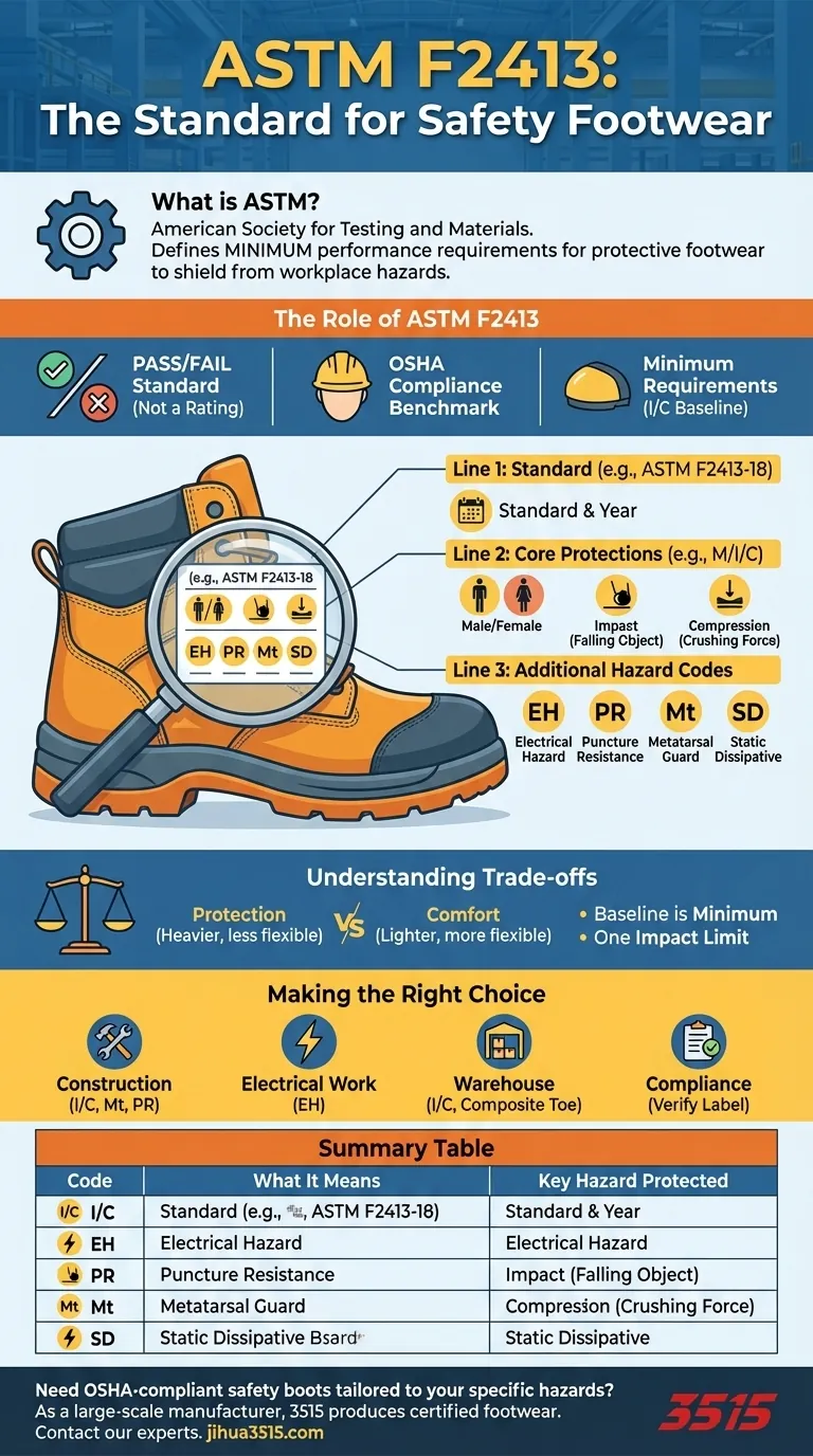Что означает ASTM и какова его роль в защитной обуви? Руководство по обуви, соответствующей стандартам OSHA Визуальное руководство
