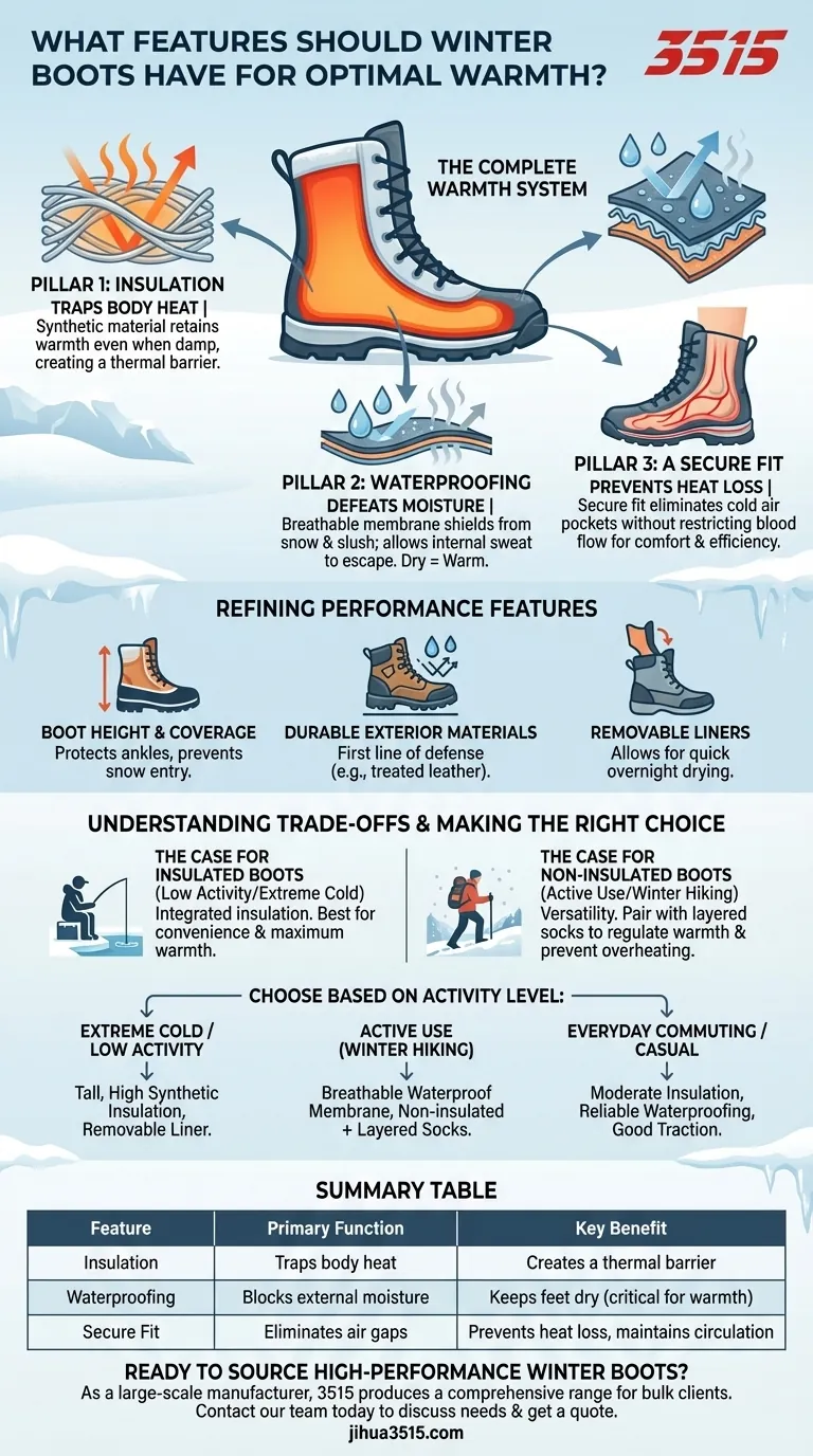 Quelles caractéristiques les bottes d'hiver doivent-elles avoir pour une chaleur optimale ? Maîtrisez les 3 piliers de la chaussure d'hiver Guide Visuel