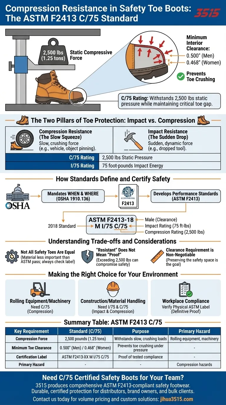 Каковы требования к сопротивлению сжатию для защитной обуви с подноском? Обеспечение соответствия стандартам OSHA и ASTM F2413 Визуальное руководство