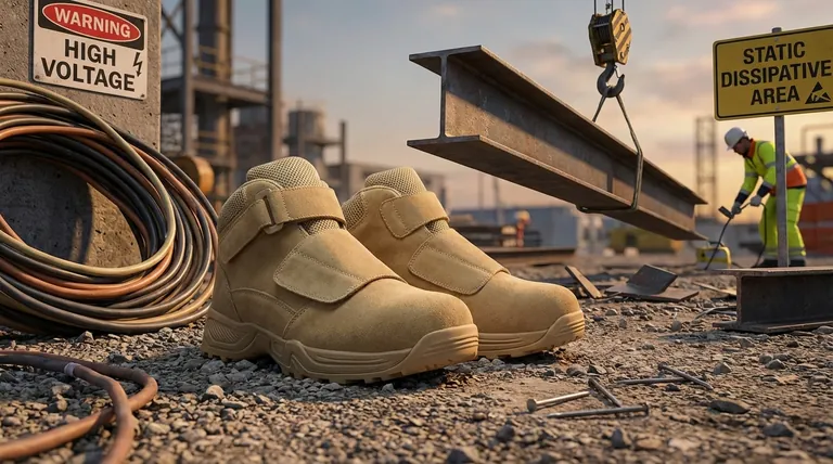 Welche anderen Gefahren am Arbeitsplatz werden auf Sicherheitsschuhspitzen gekennzeichnet? Entschlüsseln Sie die Markierungen EH, Mt und SD.