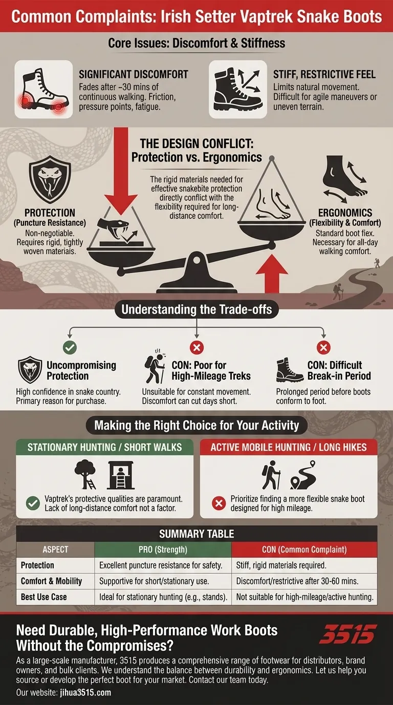 Quelles sont les plaintes courantes concernant les bottes anti-serpent Irish Setter Vaptrek ? Les compromis clés expliqués Guide Visuel