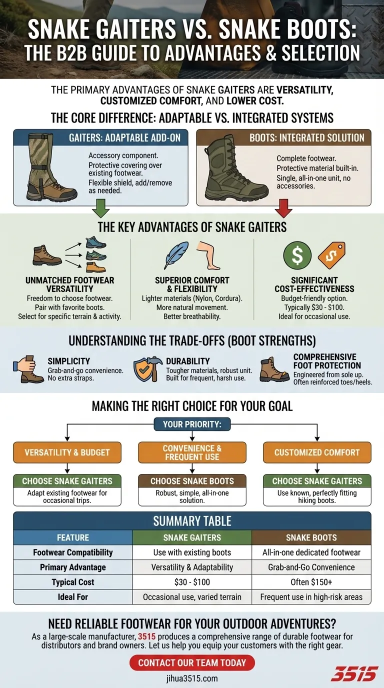Quels sont les avantages de l'utilisation de guêtres anti-serpents par rapport à des bottes anti-serpents dédiées ? Polyvalence, Confort & Économies Guide Visuel