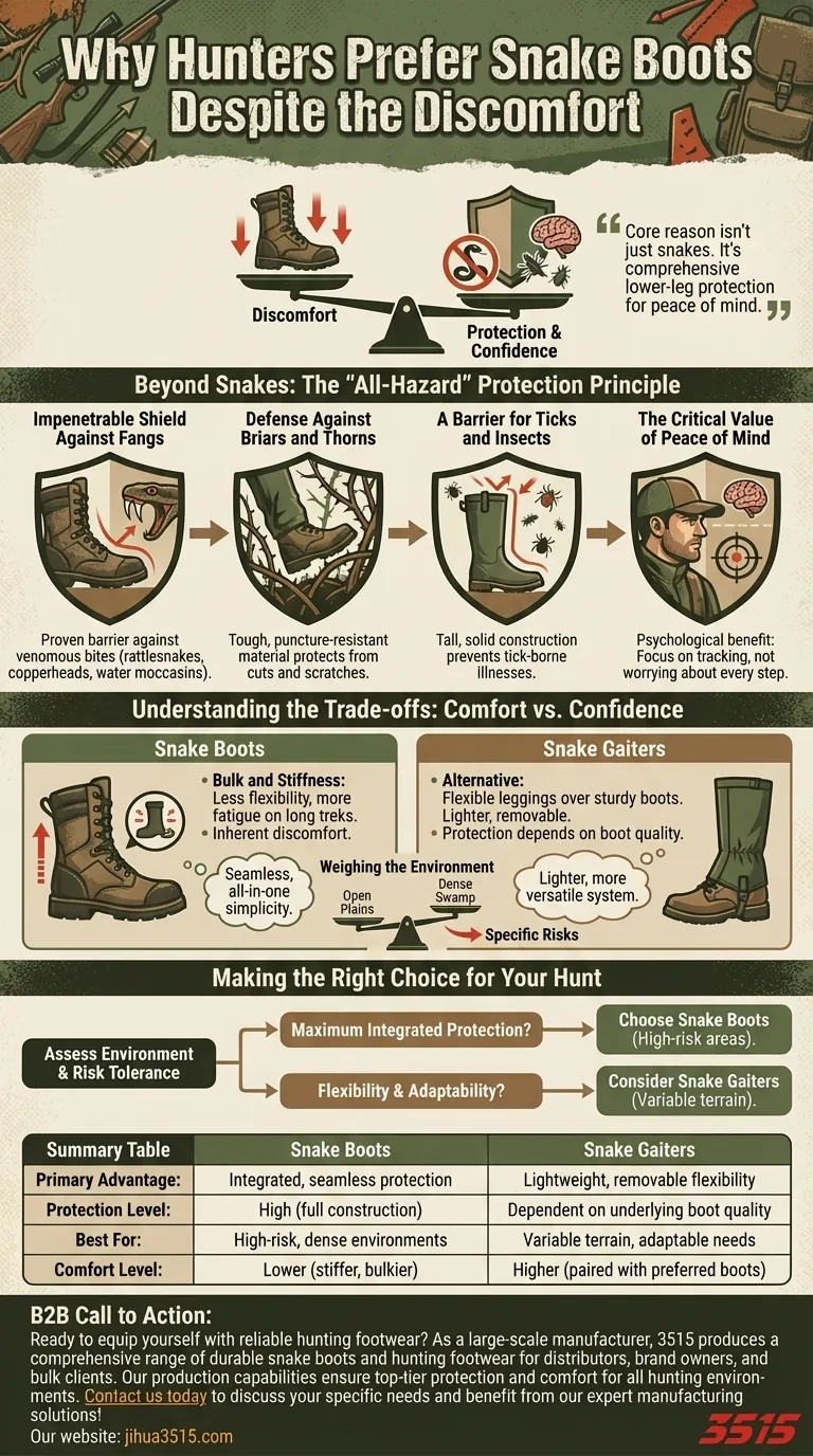Pourquoi certains chasseurs préfèrent-ils les bottes anti-serpents malgré l'inconfort ? Échangez le confort contre une protection ultime Guide Visuel