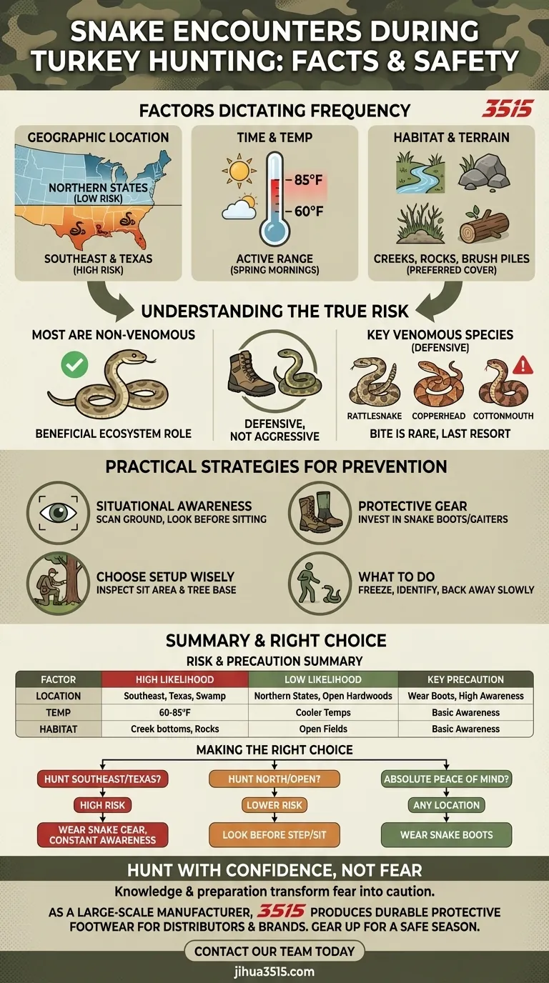 À quelle fréquence rencontre-t-on des serpents pendant la chasse au dindon? Votre emplacement dicte le risque Guide Visuel