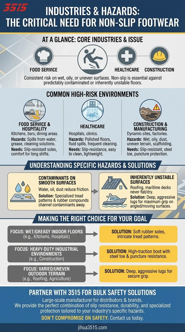 Quels secteurs d'activité exigent couramment des chaussures antidérapantes ? Essentiel pour la restauration, les soins de santé et la construction. Guide Visuel