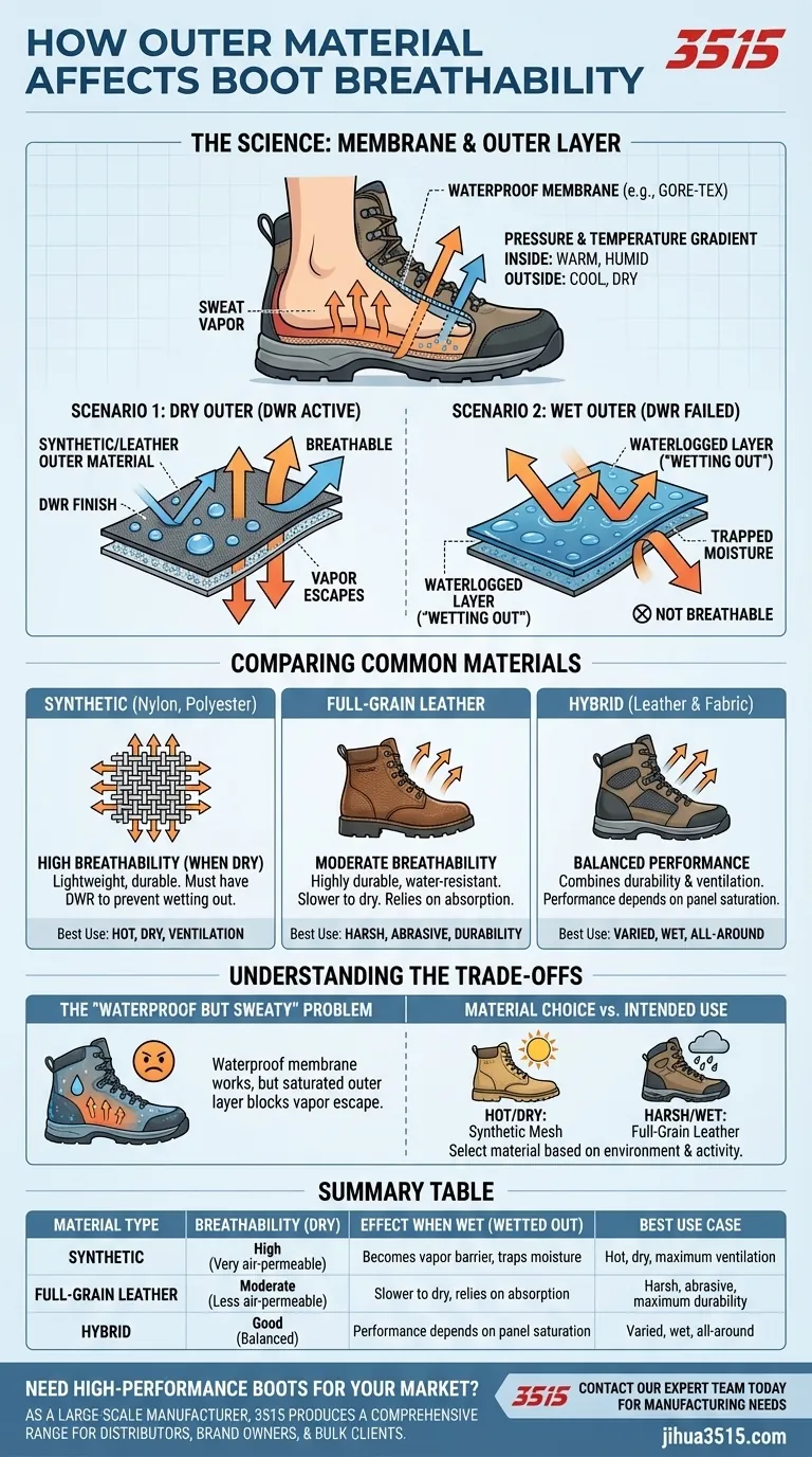 Comment le matériau extérieur affecte-t-il la respirabilité d'une chaussure ? C'est la clé de la gestion de l'humidité Guide Visuel