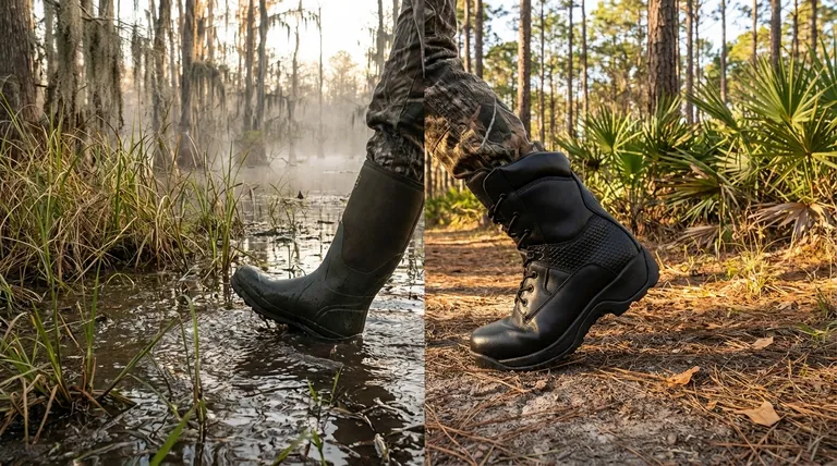 Quelles sont les principales considérations lors du choix entre des bottes anti-serpent et des bottes en caoutchouc pour la chasse en Caroline du Sud ? Protection contre les serpents contre protection contre les marais