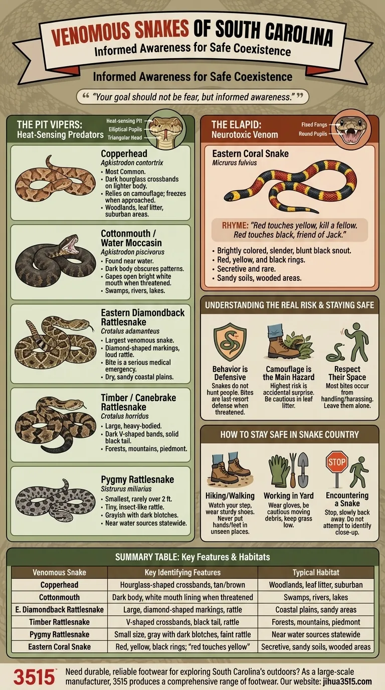 Quels types de serpents venimeux trouve-t-on couramment en Caroline du Sud ? Un guide d'identification et de sécurité Guide Visuel
