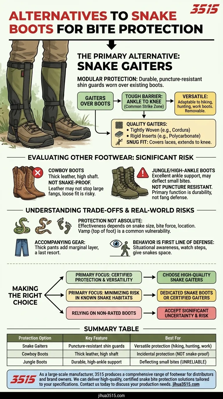 Quelle alternative aux bottes anti-serpent peut offrir une protection contre les morsures de serpent ? Utilisez des jambières anti-serpent pour une défense polyvalente. Guide Visuel