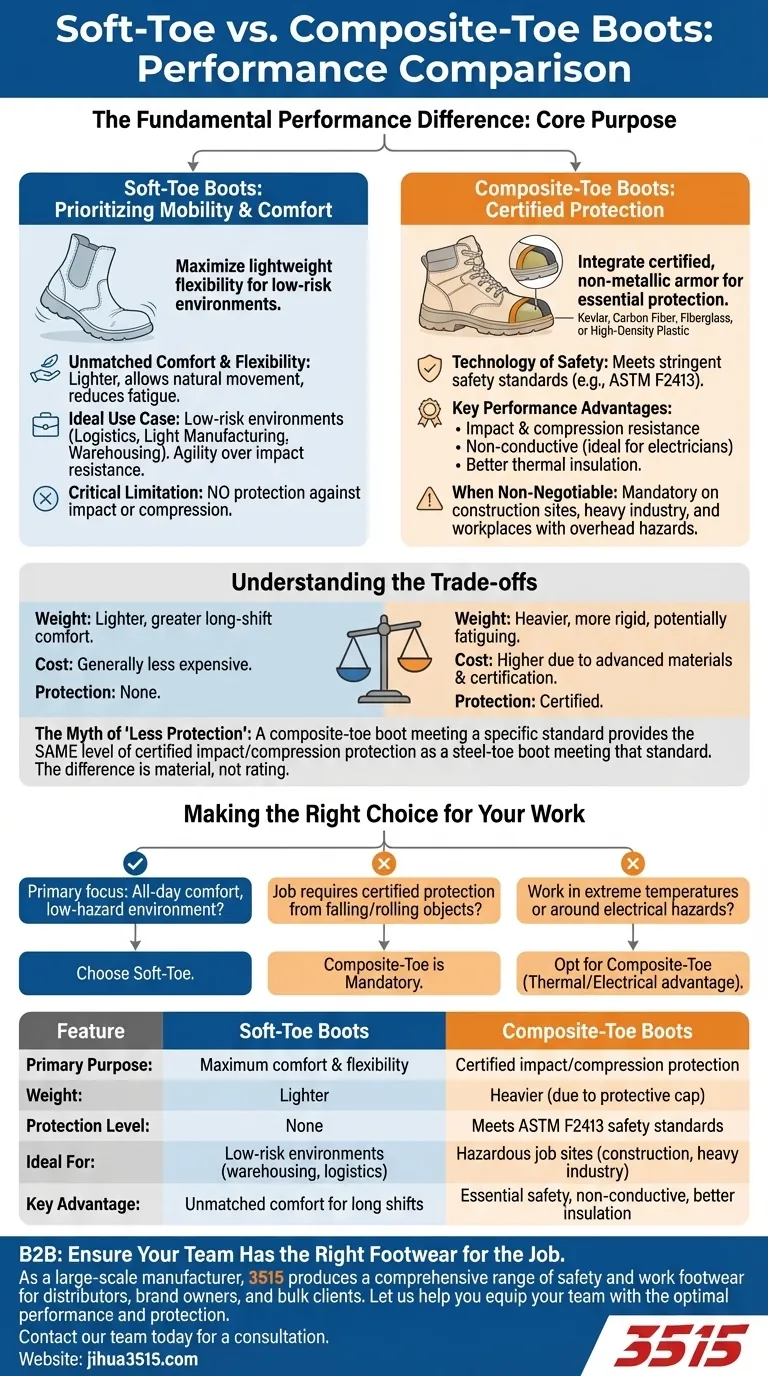 Comment les bottes à embout souple et à embout composite se comparent-elles en termes de performance ? Choisissez la bonne botte pour votre travail Guide Visuel