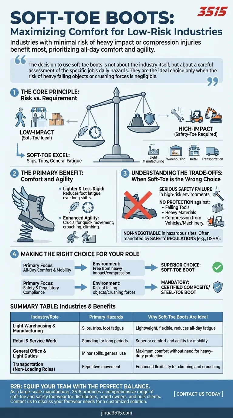 Quels secteurs d'activité bénéficient le plus des bottes à embout souple ? Prioriser le confort et l'agilité pour votre personnel Guide Visuel