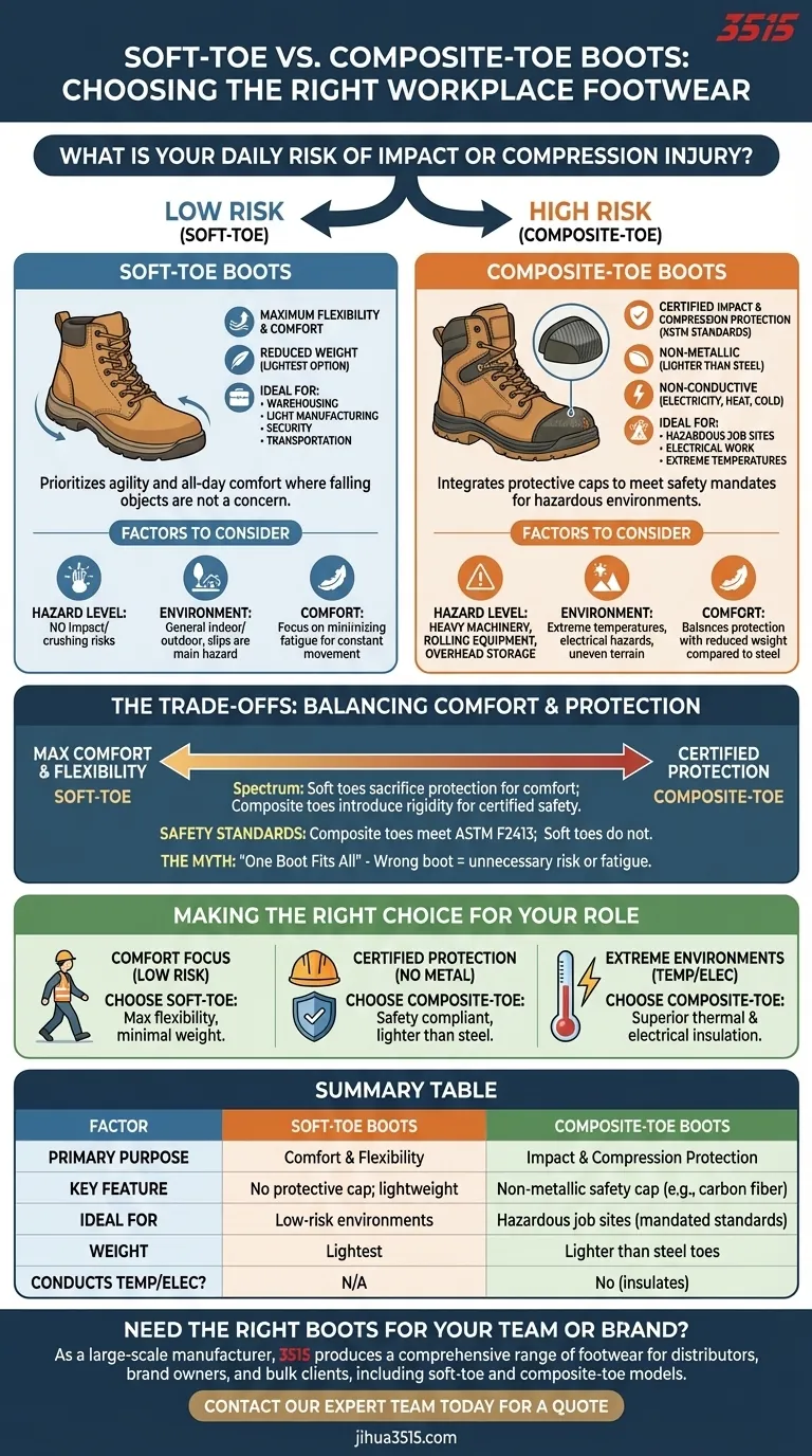 Какие факторы следует учитывать при выборе между ботинками с мягким носком и ботинками с композитным носком? Найдите идеальную пару для безопасности и комфорта Визуальное руководство